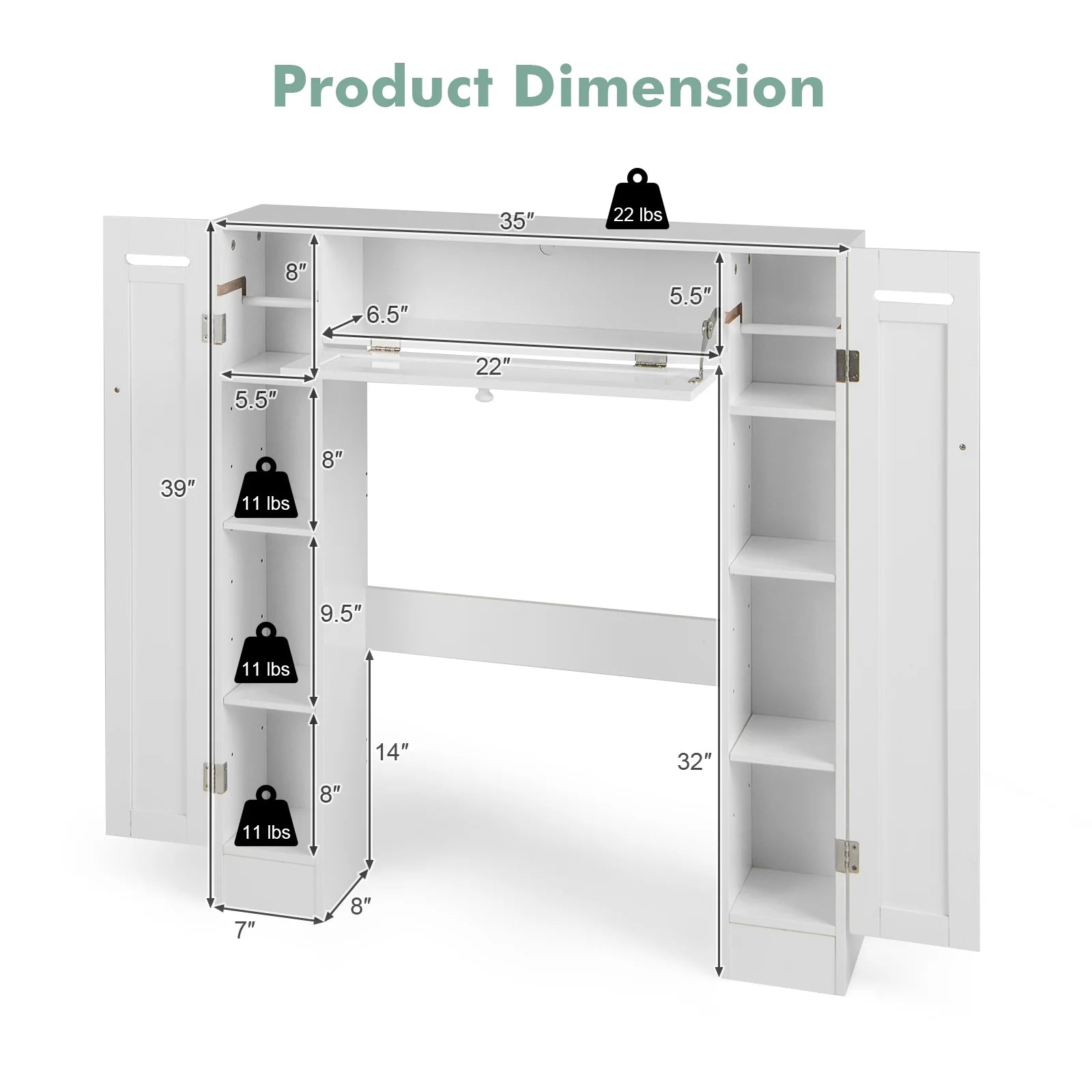 Topbuy Over The Toilet Storage Cabinet Bathroom Space Saver Organizer with Adjustable Shelves & Paper Holder