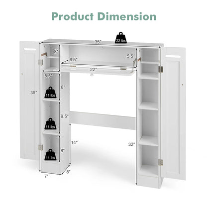 Topbuy Over The Toilet Storage Cabinet Bathroom Space Saver Organizer with Adjustable Shelves & Paper Holder