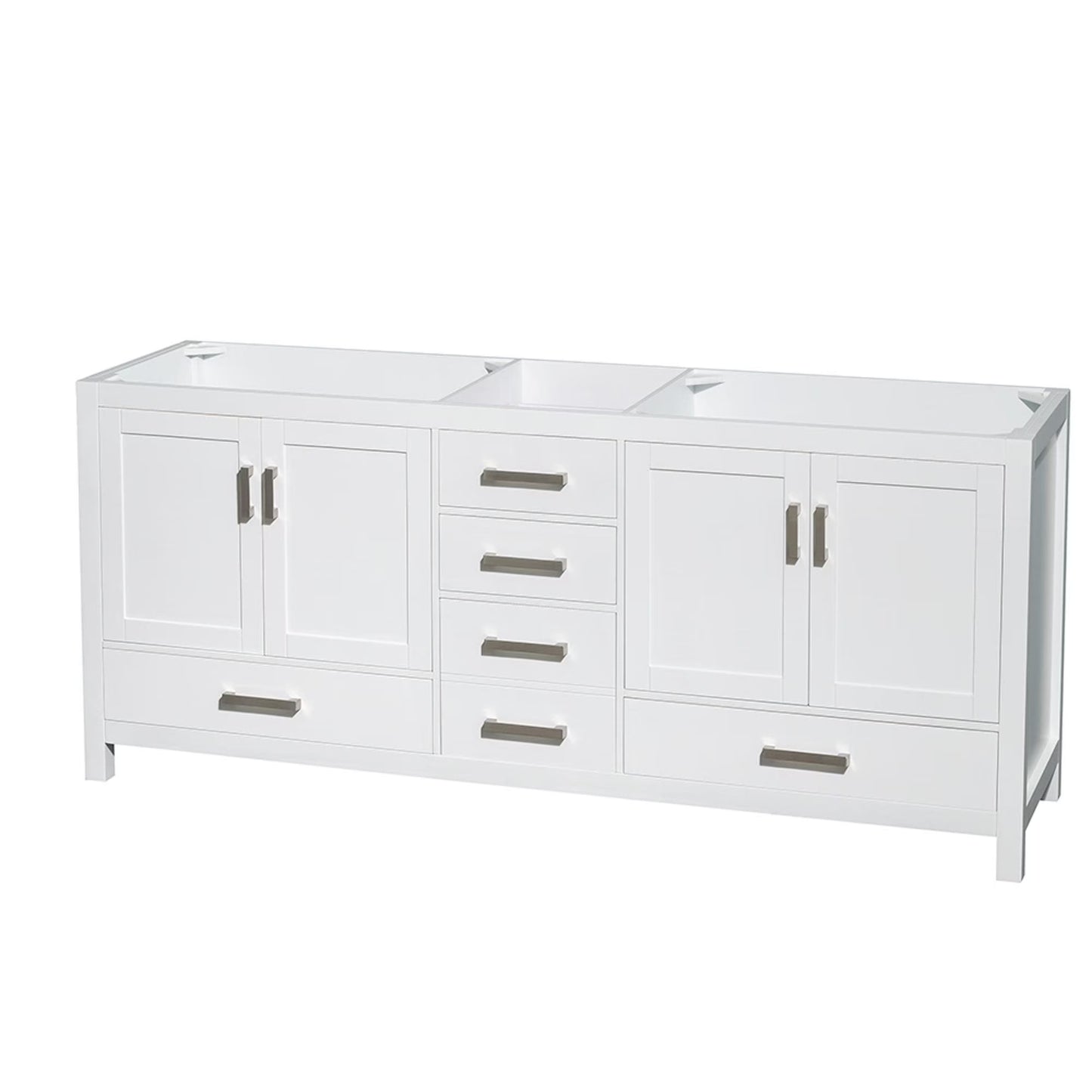Wyndham Collection Sheffield 79" No Mirror Wood Double Bathroom Vanity in Gray