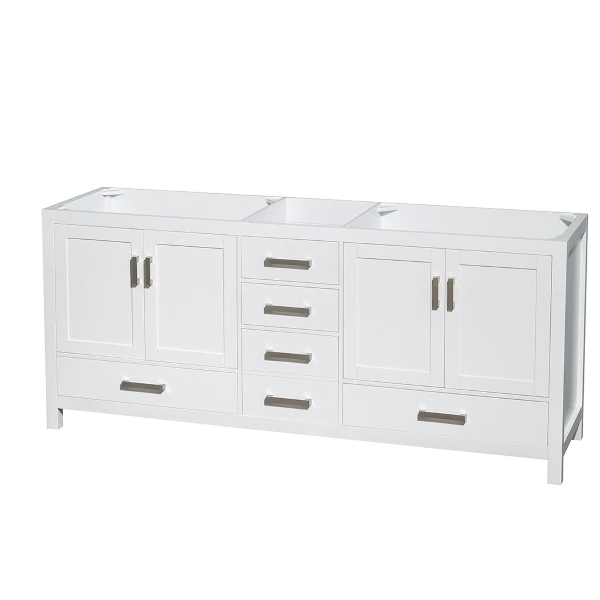Wyndham Collection Sheffield 79" No Mirror Wood Double Bathroom Vanity in Gray