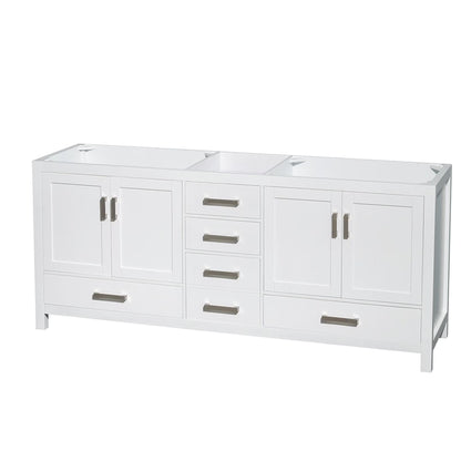 Wyndham Collection Sheffield 79" No Mirror Wood Double Bathroom Vanity in Gray