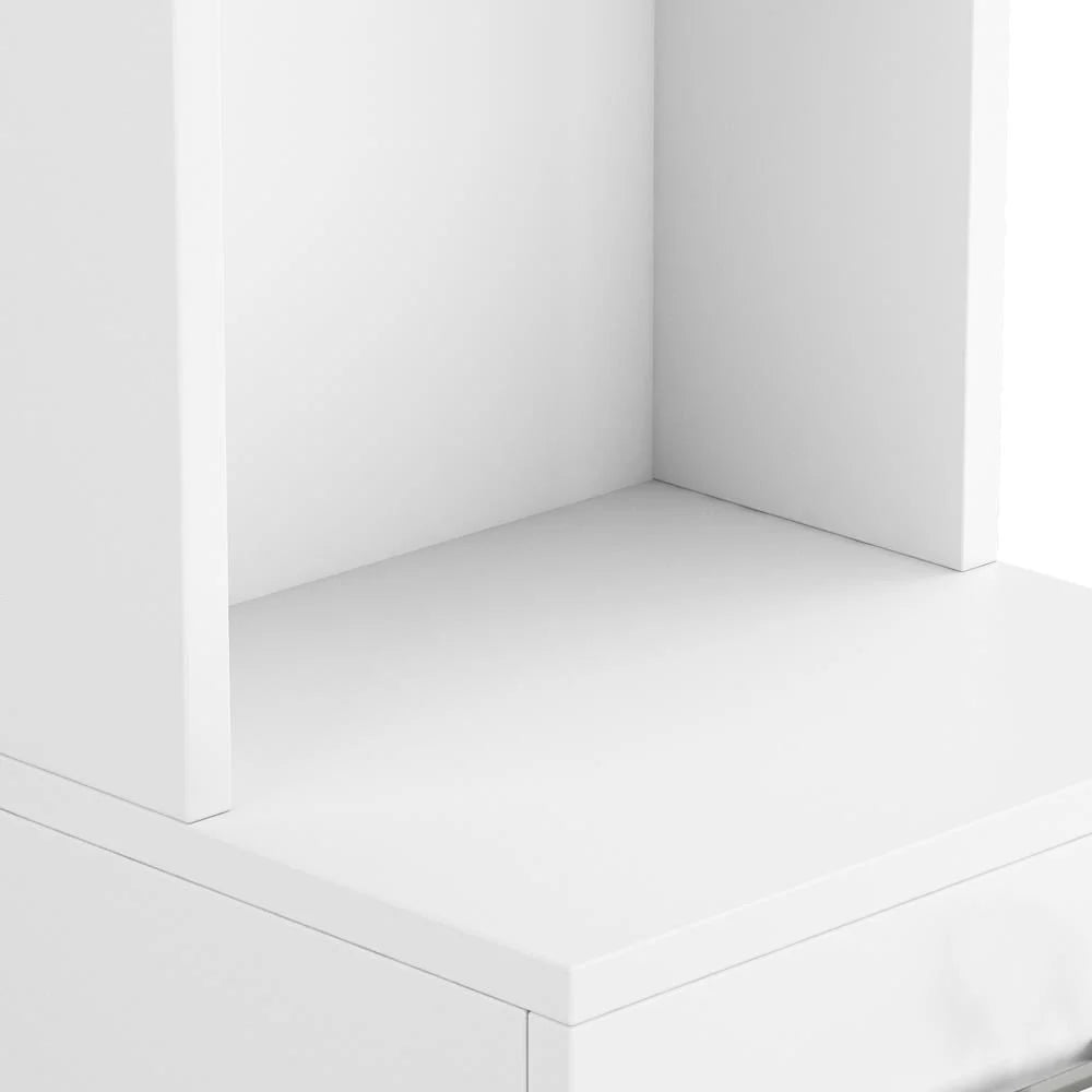Zimtown Wooden Barber Station Makeup Hair Salon Cabinet, Freestanding Bathroom Tall Cabinet with 5 Storage Shelves & Drawer, White