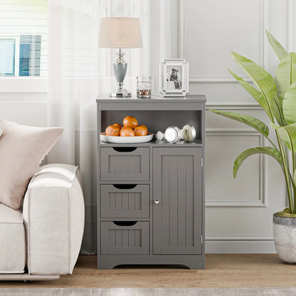 CZMDZH Wooden Bathroom Storage Cabinet with 3 Drawers and 1 Door, Free-Standing Toewels Cupboard for Entryway Living Room Home Furniture