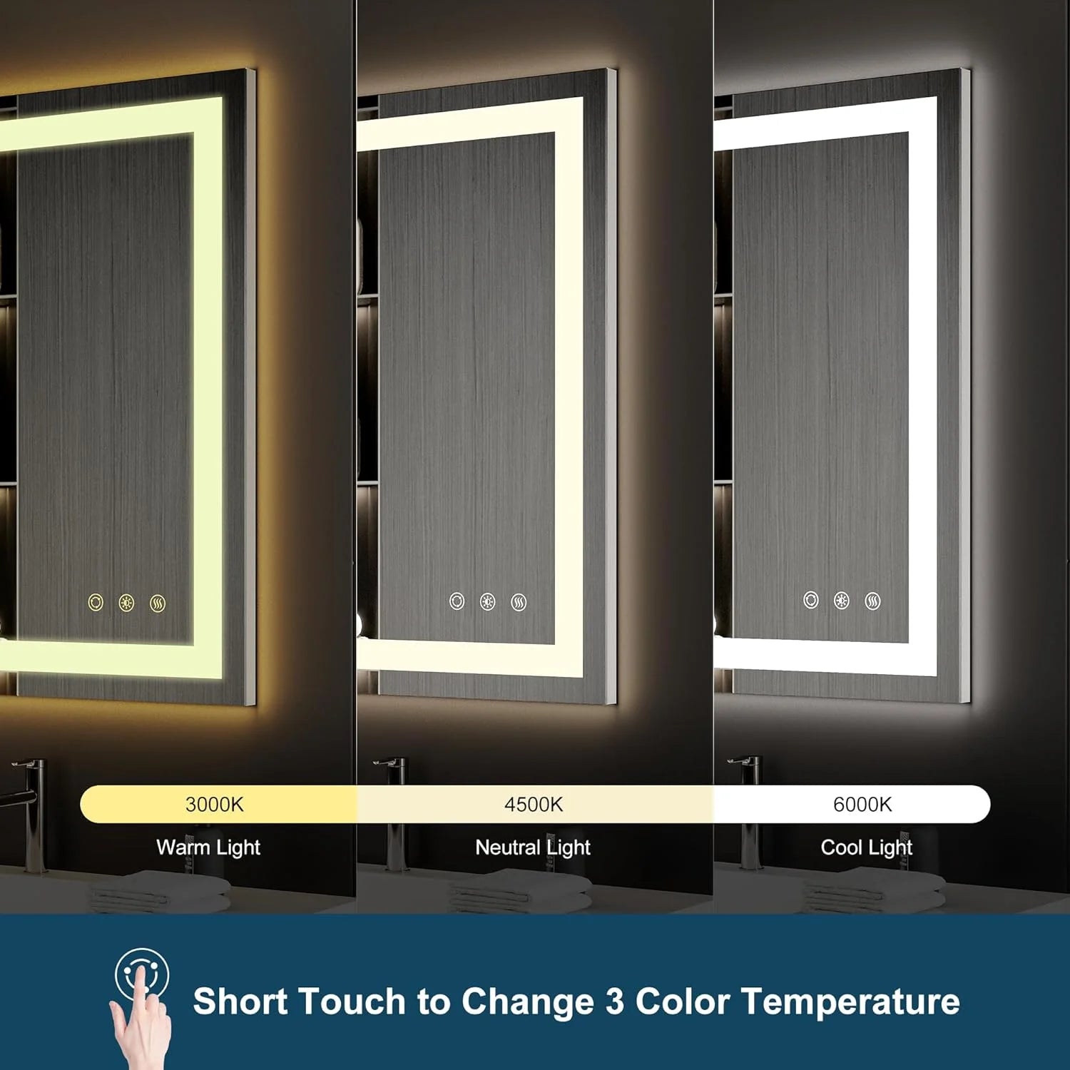 Funtouch Arched LED Bathroom Mirror 20"x30" with Front and Backlight, LED Bathroom Mirror with Lights��Anti-Fog��3 Colors, Memory,Shatterproof,UL Listed