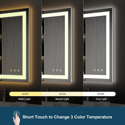 Funtouch Arched LED Bathroom Mirror 20"x30" with Front and Backlight, LED Bathroom Mirror with Lights��Anti-Fog��3 Colors, Memory,Shatterproof,UL Listed