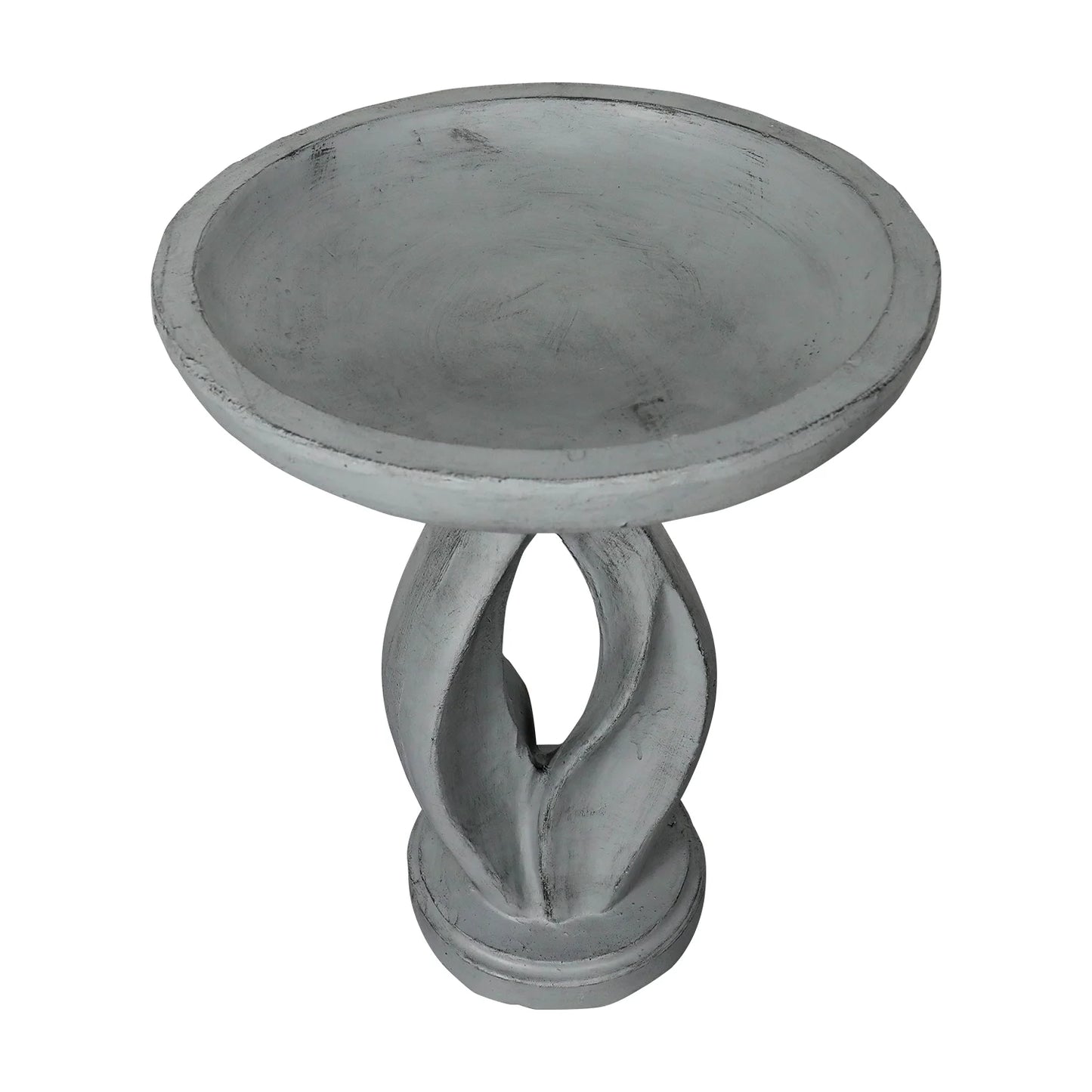 21.8 Inch Height Outdoor Bird Bath - Fibre Reinforced Concrete Large Bird Bath Stylish with Curved Pedestal for Garden, Patio, Backyard, Lawn