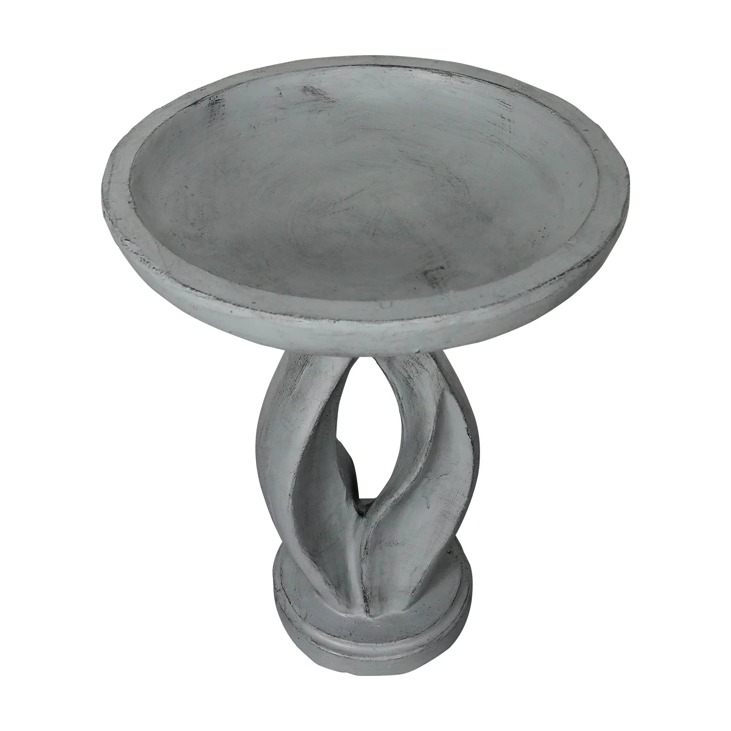 21.8 Inch Height Outdoor Bird Bath - Fibre Reinforced Concrete Large Bird Bath Stylish with Curved Pedestal for Garden, Patio, Backyard, Lawn