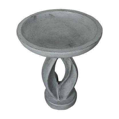 21.8 Inch Height Outdoor Bird Bath - Fibre Reinforced Concrete Large Bird Bath Stylish with Curved Pedestal for Garden, Patio, Backyard, Lawn