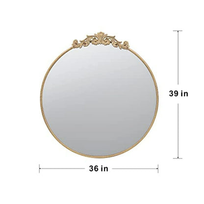 Gallan 36x 39 Inch Oval Gold Mirror, Wall Mounted Mirror with Metal Frame, Suitable for Bathroom, Living Room, Bedroom