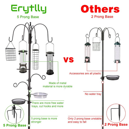 Urban Deco Bird Feeding Station,A Set with 6 Bird Feeders Hanging,Bird Feeder Poles Kit Premium Bird Bath for Attracting Wild Birds,Black