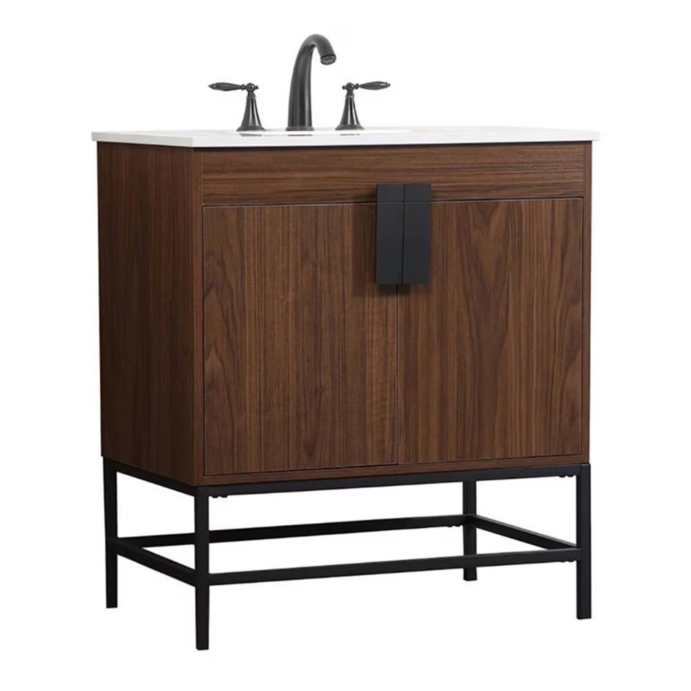 Elegant Decor Eugene 30" Aluminum MDF Single Bathroom Vanity in Blue