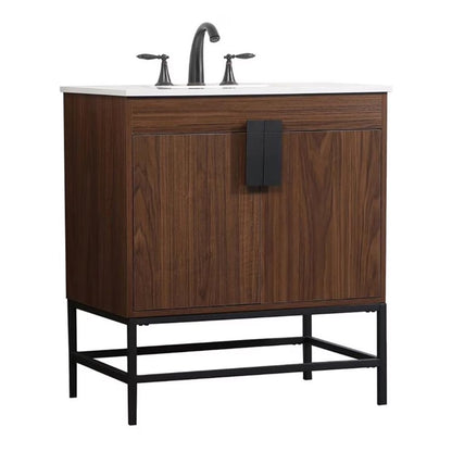 Elegant Decor Eugene 30" Aluminum MDF Single Bathroom Vanity in Blue