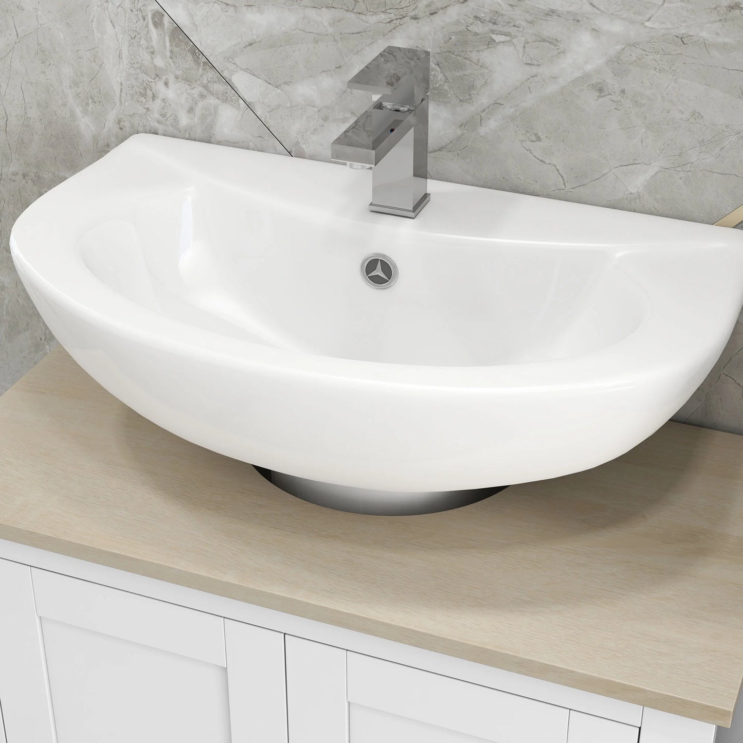 Kleankin Pedestal Sink Storage Cabinet, Under Sink Cabinet, Bathroom Vanity Cabinet with U-Shape and Adjustable Internal Shelf, White