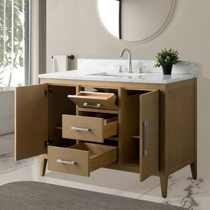 Vanity Art 48" Single Sink Bathroom Vanity Cabinet with Ceramic Countertop
