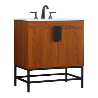 Elegant Decor Eugene 30" Aluminum MDF Single Bathroom Vanity in Blue