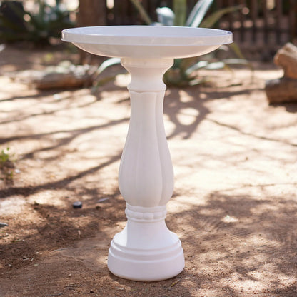 Bloem Promo Birdbath With Pedastal: White - 17" Basin With 2" Depth, 25" Fillable Pedastal, Smooth Gloss, Durable & Weather Resistant Resin, For Indoor &Outdoor Use, Gardening
