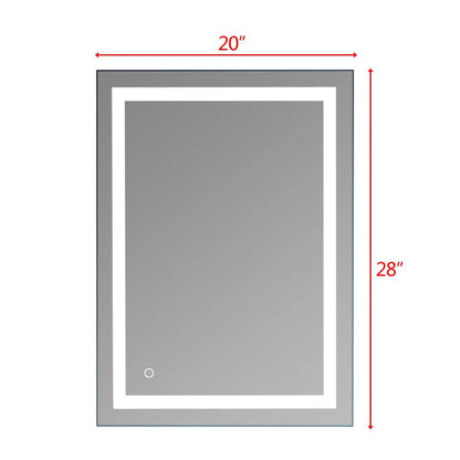 Ktaxon 28x20 inch LED Lighted Bathroom Mirror Silvered Wall Mounted Mirror with Touch Button,Anti Fog and IP67 Waterproof Square Mirror