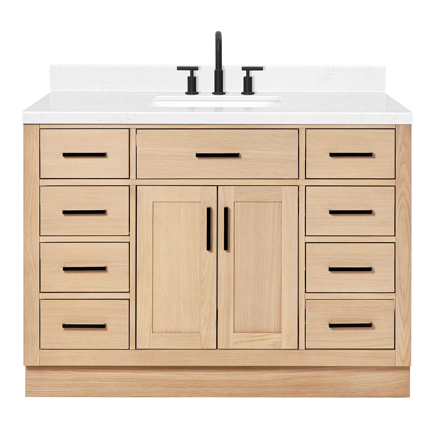 ARIEL Hepburn 48 Inch Rectangle Sink Bathroom Vanity With Carrara White Quartz Countertop 1.5 Edge In Grey