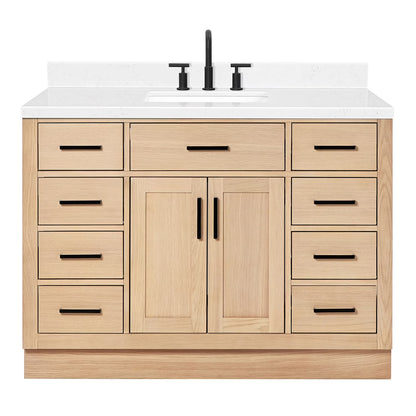 ARIEL Hepburn 48 Inch Rectangle Sink Bathroom Vanity With Carrara White Quartz Countertop 1.5 Edge In Grey