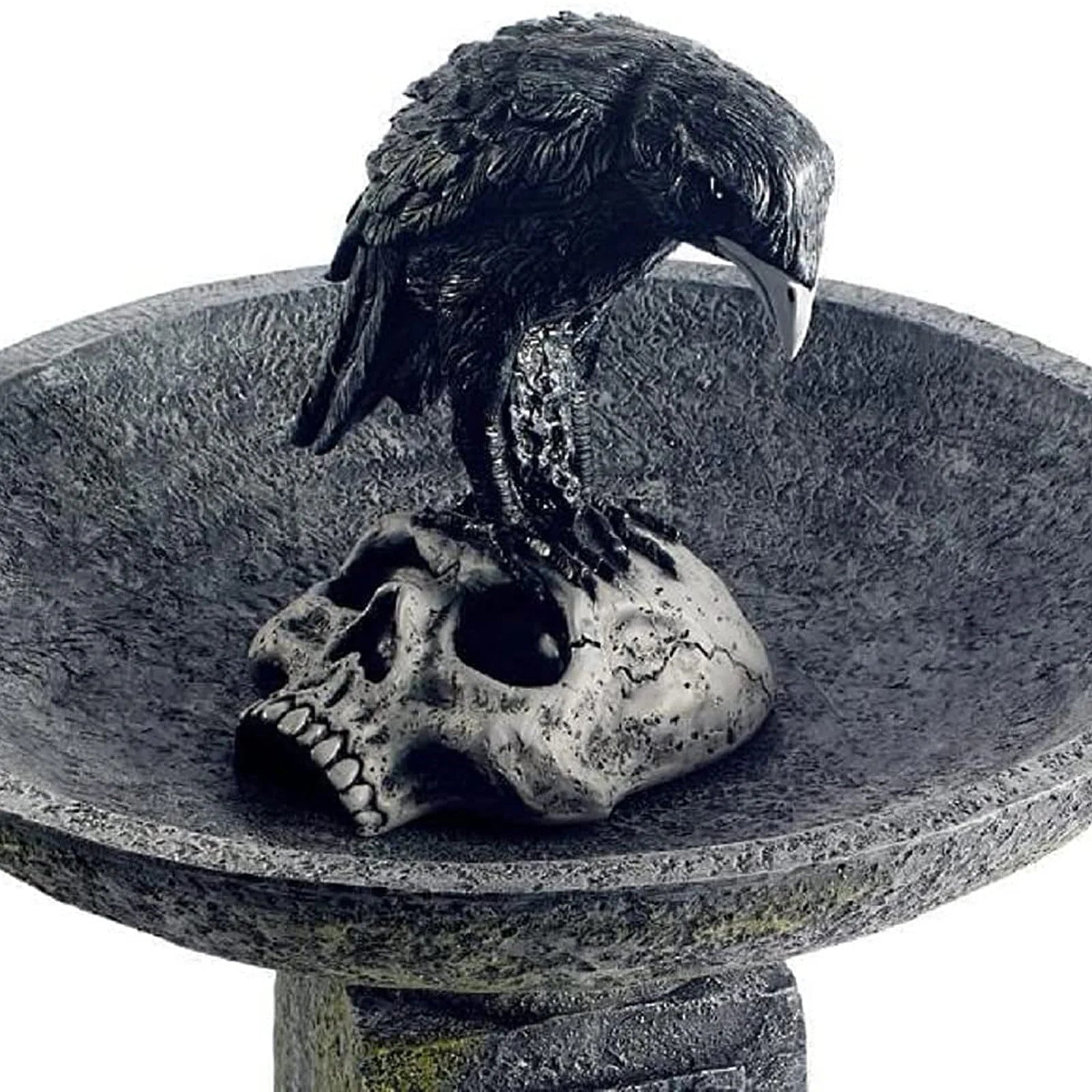 Huntermoon Garden Statue Sculpture Multi-Purpose Crows Black Halloween Home Decor Polyresin Bird Bath