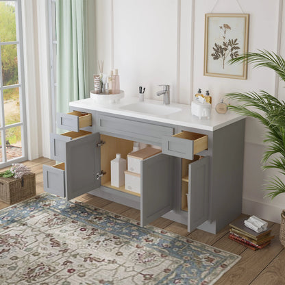 57 in. W x 21 in. D x 32.5 in. H Bath Vanity Cabinet without Top in Gray