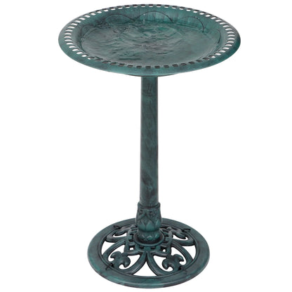 HomGarden 28" Vintage Bird Bath Antique Green Birdbath Outdoor Garden Backyard Dcor