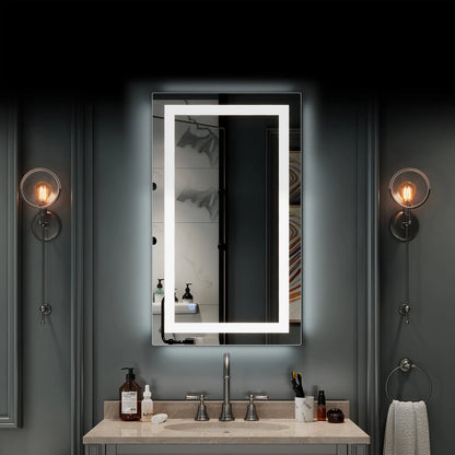 Ktaxon Anti-fog Wall Mounted Lighted Vanity Mirror LED Bathroom Mirror Anti Fog and IP67 Waterproof, Rectangle 40"x24" Silver
