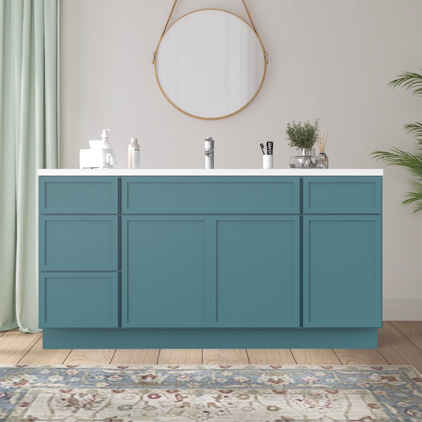 60 in. W x 21 in. D x 32.5 in. H Freestanding Bathroom Vanity Cabinet without Top in Smoky Gray