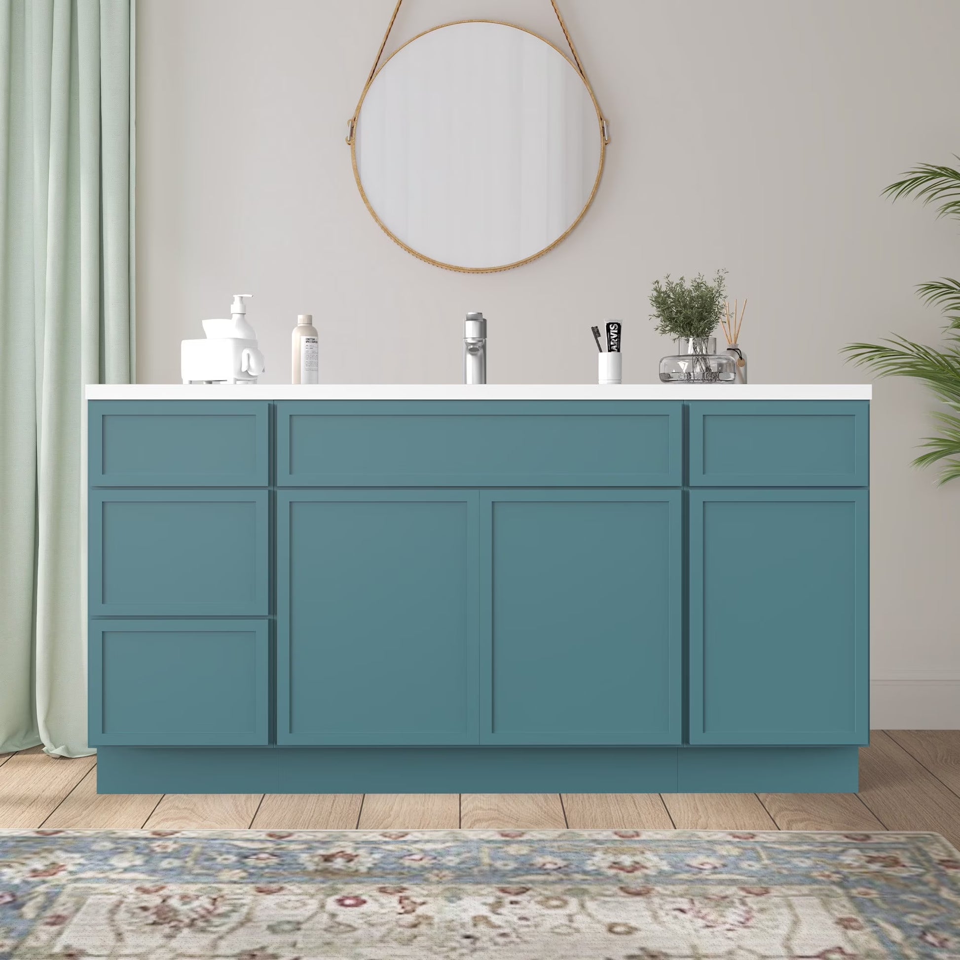 60 in. W x 21 in. D x 32.5 in. H Freestanding Bathroom Vanity Cabinet without Top in Smoky Gray