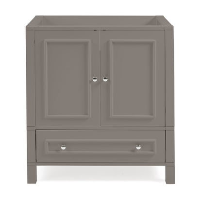 Alaterre Furniture Williamsburg 30 in. Bathroom Vanity - Freestanding Cabinet Without Sink - Small Wood Vanity with Soft-Close Doors, Gray