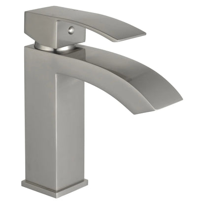 Marella 6" Single Hole Single Handle Modern Bathroom Sink Faucet, Matte White/Polished Chrome
