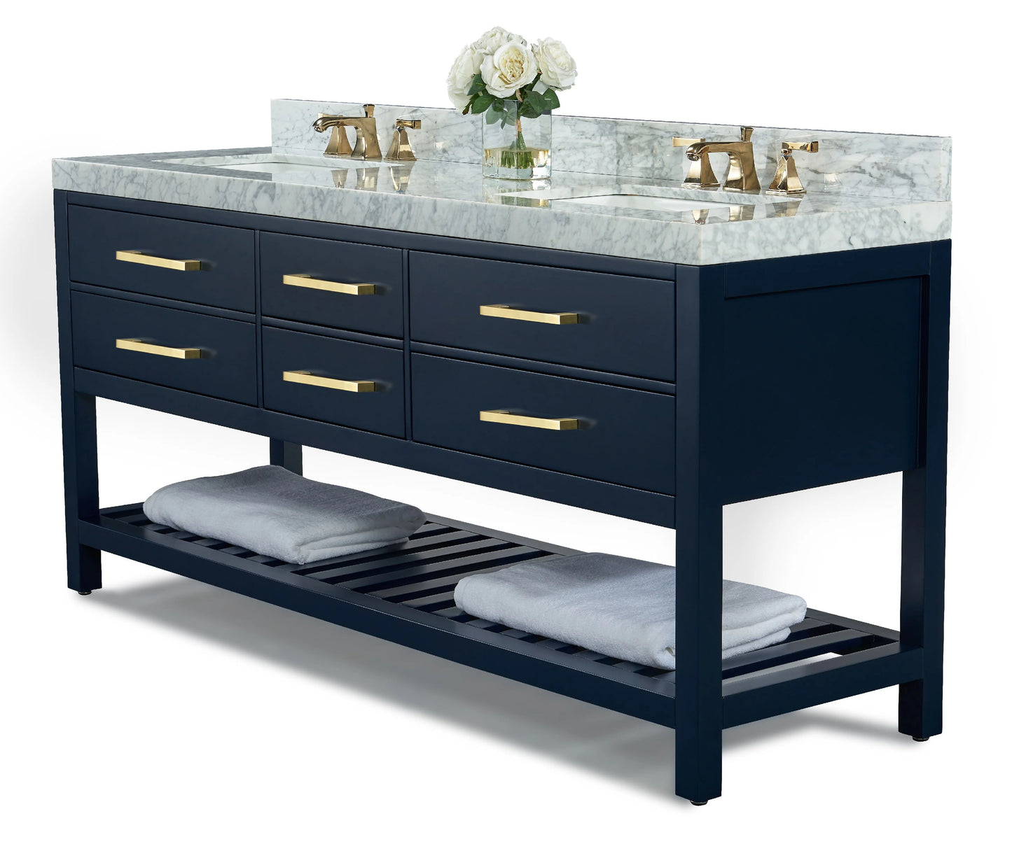 Ancerre Designs Elizabeth 72" Wood Bathroom Vanity Set in Heritage Blue
