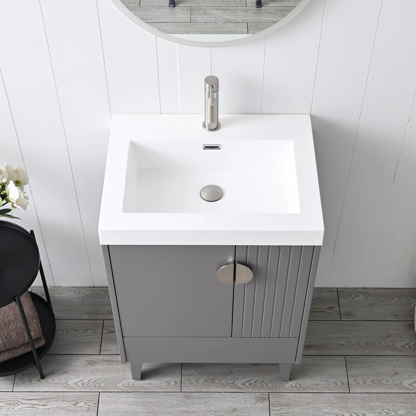 Blossom Kitchen and Bath Freestanding Bathroom Vanity with Sink, Wood Bathroom Vanity Cabinet with Acrylic Sink 24" - Pashm Grey
