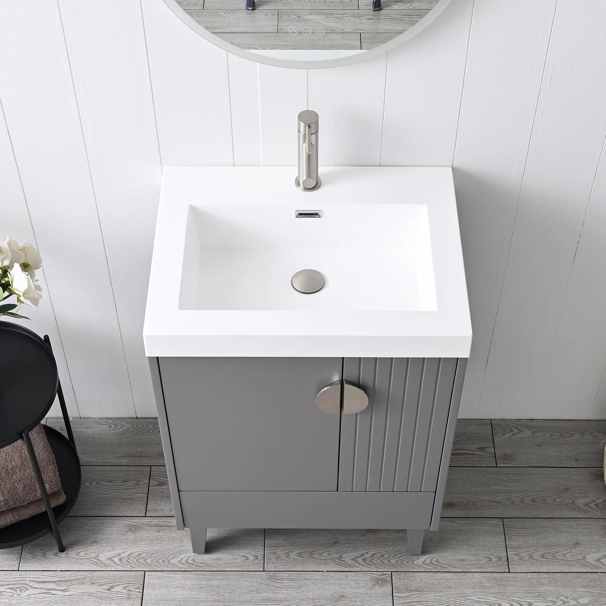 Blossom Kitchen and Bath Freestanding Bathroom Vanity with Sink, Wood Bathroom Vanity Cabinet with Acrylic Sink 24" - Pashm Grey