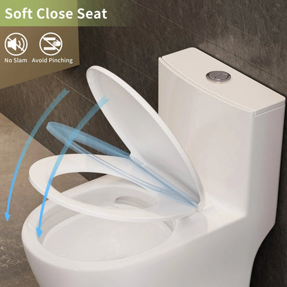 Casta Diva Round Toilet White 1-Piece Toilet for Small Bathrooms, Power Dual Flush and MAP 1000g (Seat Included), 12'' Rough-in