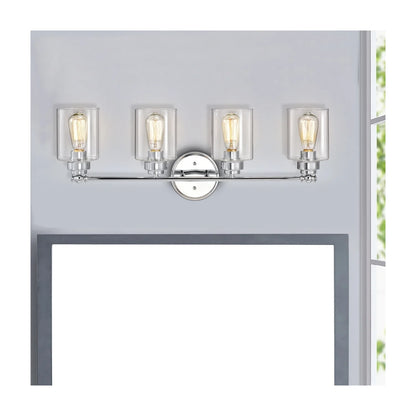 CHLOE Karson Transitional 4 Light Chrome Bath Vanity Fixture 30" Wide