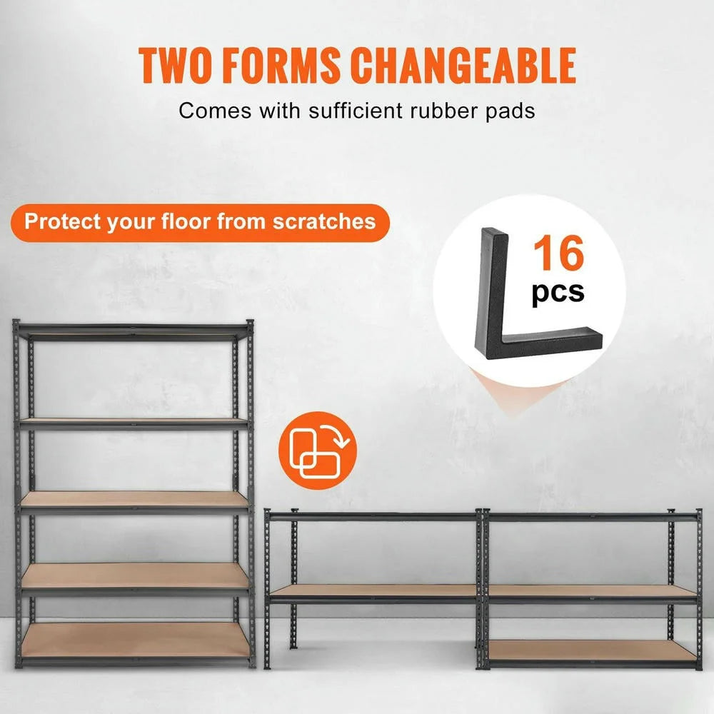 Choco Moon Heavy Duty 5-Tier Garage Shelves, 2000 lbs, Black Steel Organizer, Perfect for Kitchen Pantry, Basement, Bathroom, Laundry Room