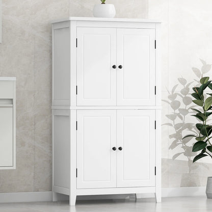 Bellemave Bathroom Floor Storage Cabinet with 4 Doors and Adjustable Shelf Freestanding Cabinet Multifunctional Small Storage Organizer for Living Room 23.6�?x 11.8�?x 43.3�?(White, 4 Doors)