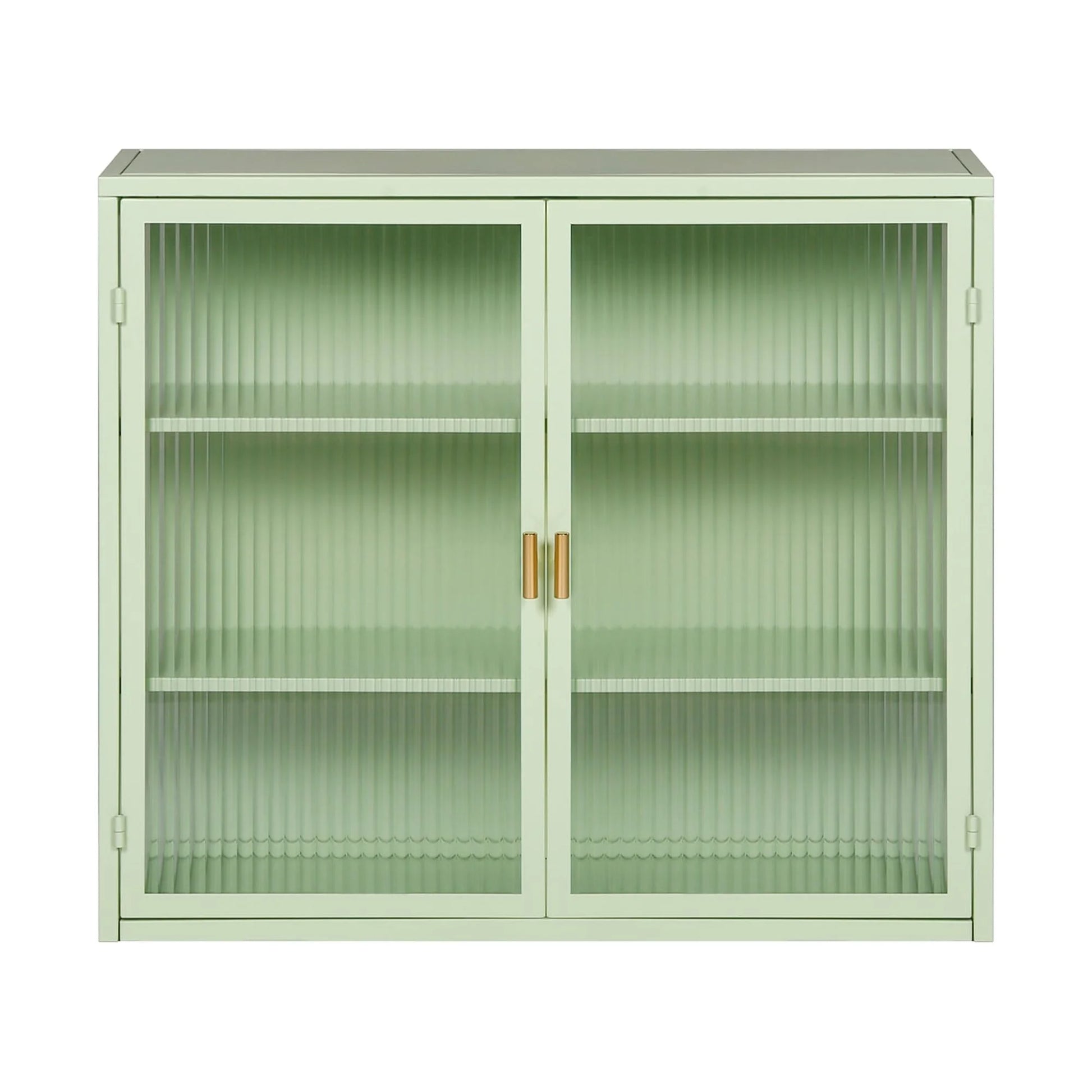 27.56"Modern Wall Cabinet with Glass Doors, Bathroom Cabinet with Featuring Three-tier Storage for Entryway Living Room, Bathroom or Dining Room, Mint Green