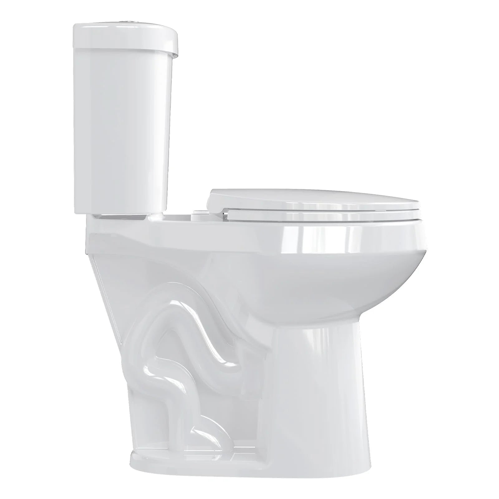 Huisuilinss Two-Piece Toilet,19"/21" Toilet,Elongated Toilet Round Toilet With Top Dual Flush/Side Flush,Soft Close Seat For Bathrooms