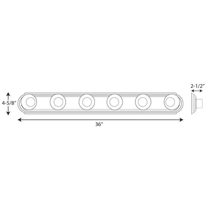 Broadway Collection Six-Light Brushed Nickel Traditional Bath Vanity Light