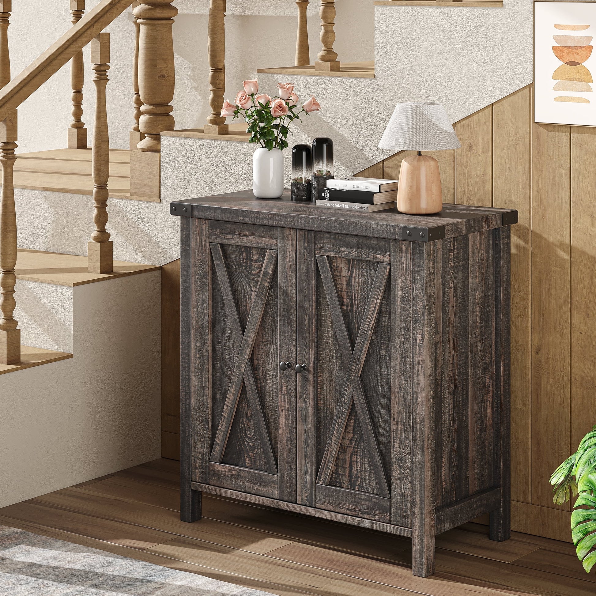 KTENME 2024 New Retro Style Coffee Bar Cabinet, Sideboard with Drawer and Adjustable Shelf, Storage Cabinet for Kitchen, Dining Room, Bathroom, Entryway