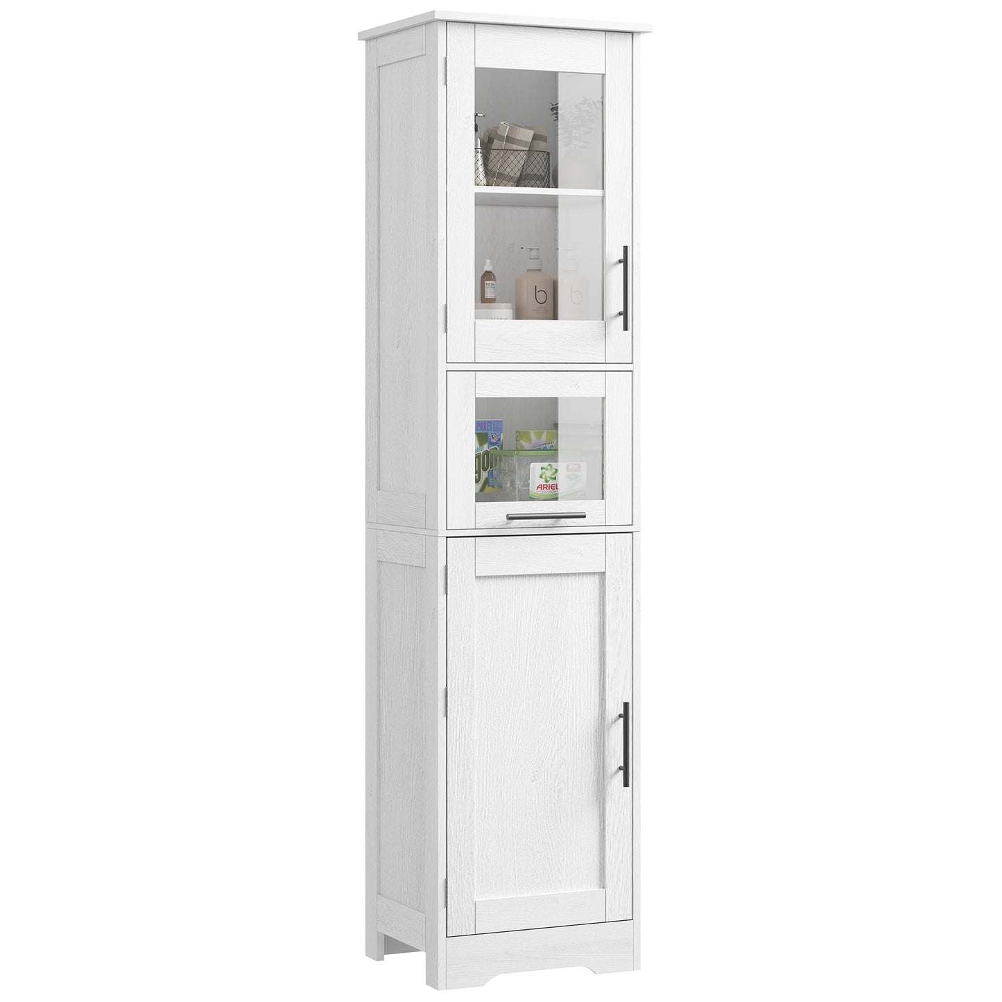 Bathroom Cabinet, Tall Storage Cabinet with Doors and Adjustable Shelf, Freestanding Floor Pantry Cabinet for Kitchen, Living Room, Laundry Room, Home Office