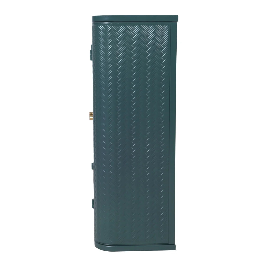 Army Green Bathroom Cabinet - Wall-Mounted Mirror Storage with 2 Doors & Open Shelf - Farmhouse Metal Frame for Vanity/Toilet