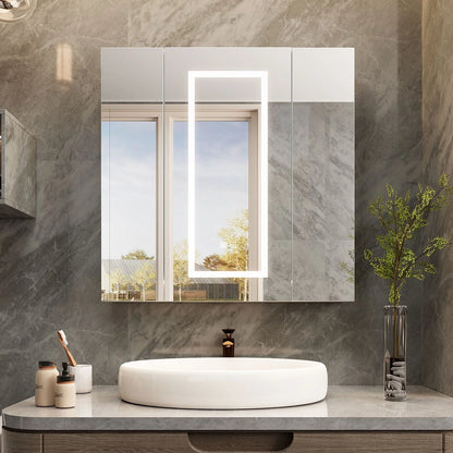 LED Lighted Medicine Cabinet With Mirror Large 3 Doors Medicine Cabinet Bathroom