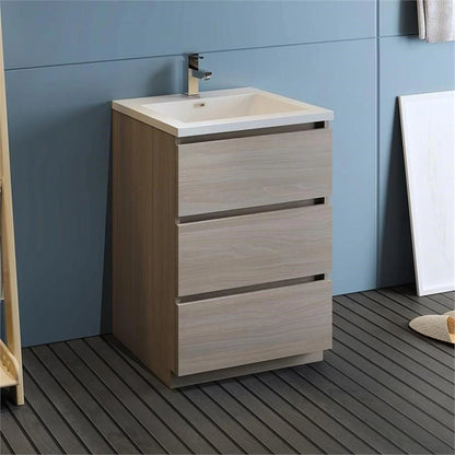 Fresca Lazzaro 24" Rosewood Free Standing Modern Bathroom Cabinet w/ Integrated Sink