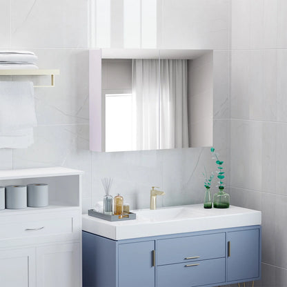 Homiyad Double Door Wall Mounted Bathroom Mirror, 31.5" x 23.5" Medicine Cabinet with Modern Design, Large Storage, & Quiet Hinges