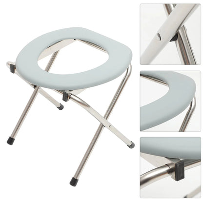 NUOLUX 1PC Foldable Bathroom Toilet Chair Portable Toilet Stool Potty Chair for The Old