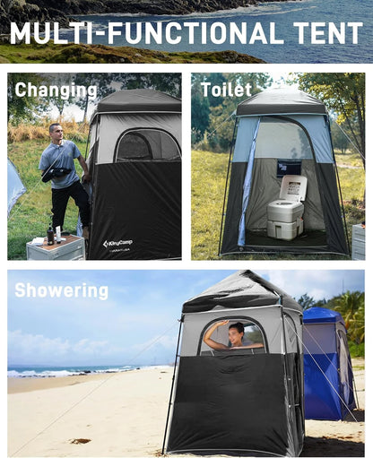 KingCamp Shower Tent, Portable Camping Bathroom Tent with 5 Gallon Solar Heated Bag, Outdoor Privacy Changing Room Tent, Privacy Shelter for Toilet, Dressing Outdoor Camping, Hiking