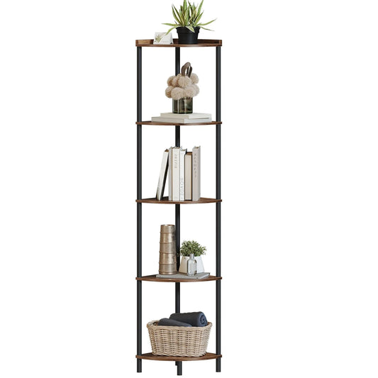 SUNMORY Corner Shelf Stand, 5 Tier Corner Bookshelf Plant Stand Storage Shelf for Bathroom Display Shelf for Living Room